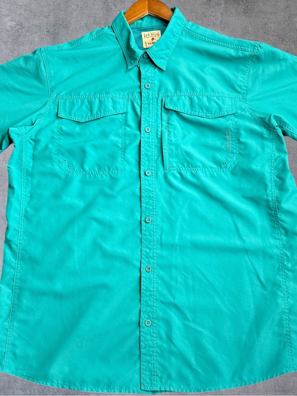 RedHead Fishing Shirt Mens XL Teal Short Sleeve Button Up Outdoor Utility